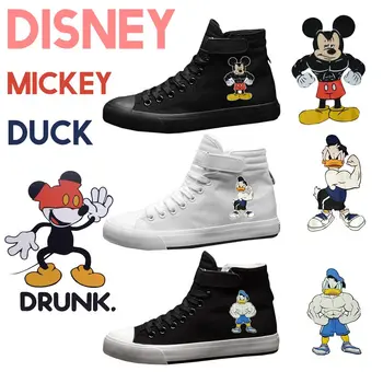 

Fairy Tale Mouse Duck Interesting Cartoon High Top Double-Layer Canvas Men Casuals Shoes VelcroShoelace Student Shoes A19516