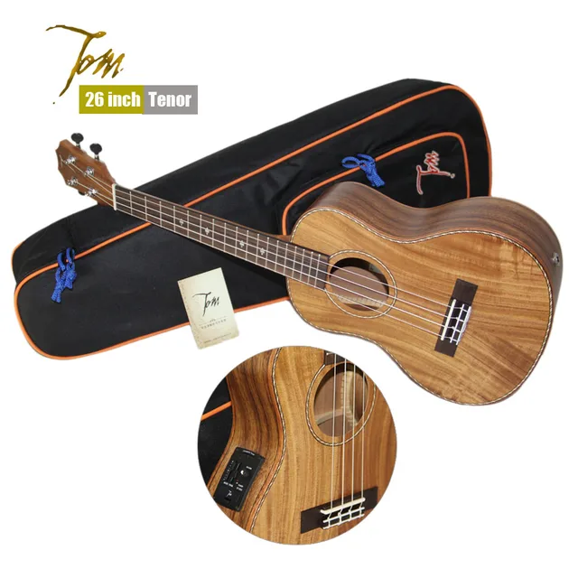 Best price at $134 Cheap TOM TUT-700 23 inch Concert Ukulele or 26 inch Tenor Ukulele with EQ and Ukulele Tuner and Strap and Bag
