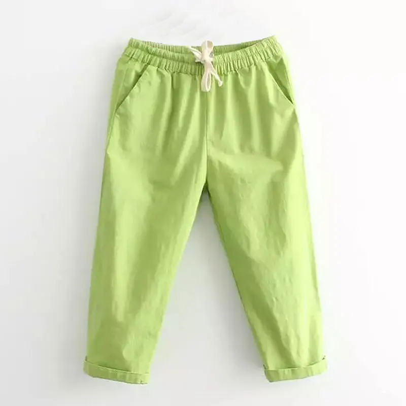 HEE GRAND Women's Candy Pants 2018 Soft Harem Mom Jeans Girls Trousers Mid Elastic Waist Calf Length Stretch Loose Pant WKD572