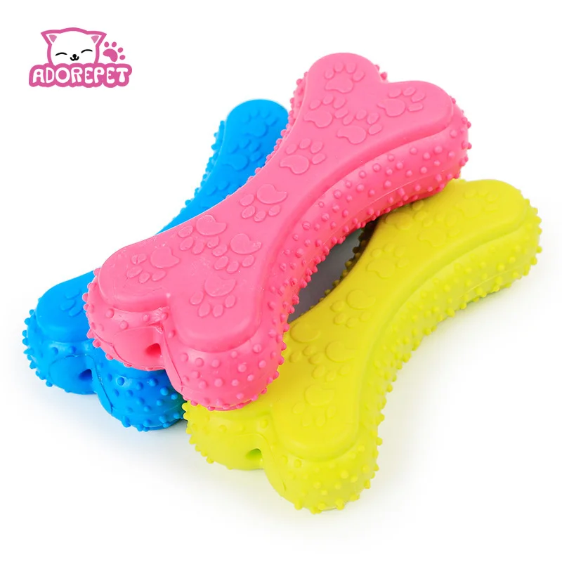 Cute Paw rubber small dog Chew bone toy dog pet cat Squeaky Squeaker