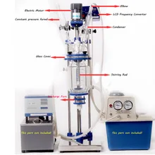 5L химическая лаборатория с рубашкой стеклянный реактор сосуд цифровой дисплей Высокое Качество NE
