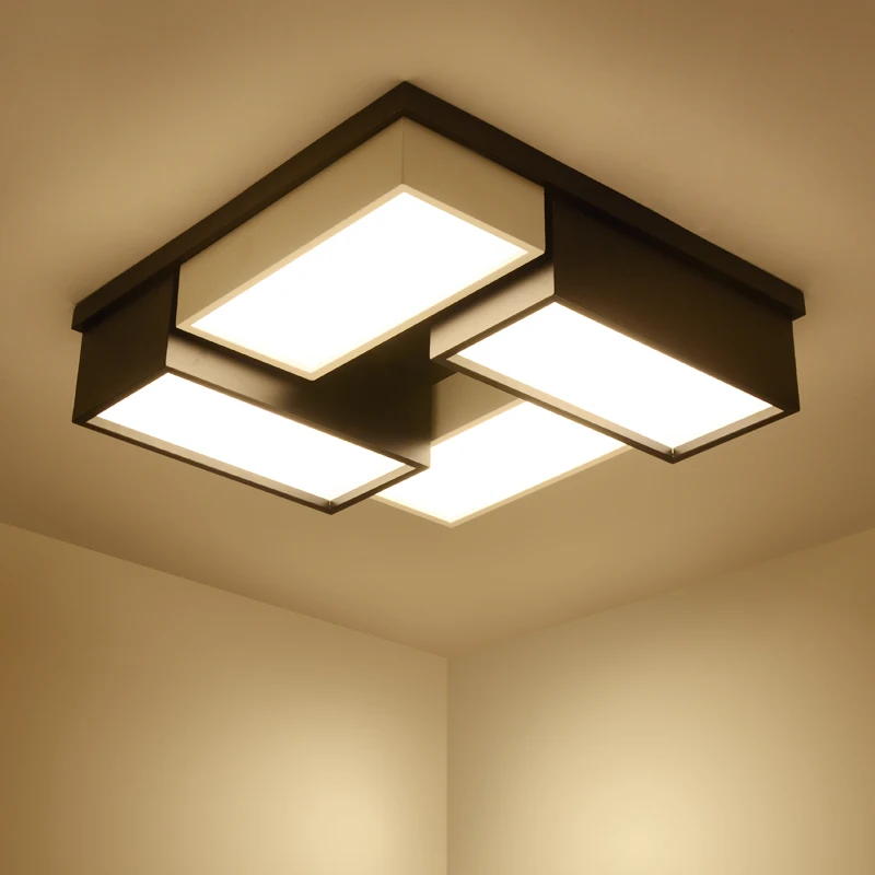 

Modern office lighting Black/white personality LED ceiling lamp square living room lamp bedroom lamp modern romantic lamp ZA BG3