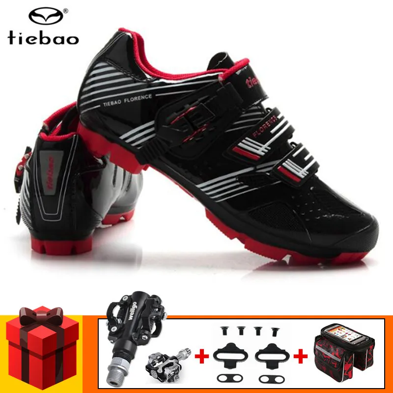 

Tiebao Cycling Shoes add pedal set 2019 Sapatilha Ciclismo MTB Men Women Bike Self-Locking Shoes Breathable Bicycle Spd pedals