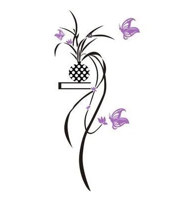 Подвесная Орхидея 3d Хрустальная акриловая самоклеящаяся наклейка на стену для гостиной, дивана, коридора, двери, телевизора, фоновые настенные украшения для крыльца - Цвет: purple right