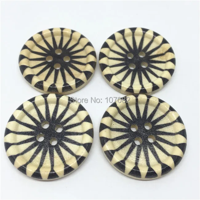 

100pcs 4 Holes Black Natural 30mm Wooden Buttons Embellishment Sewing Garment Button Crafts Shoe Decoration