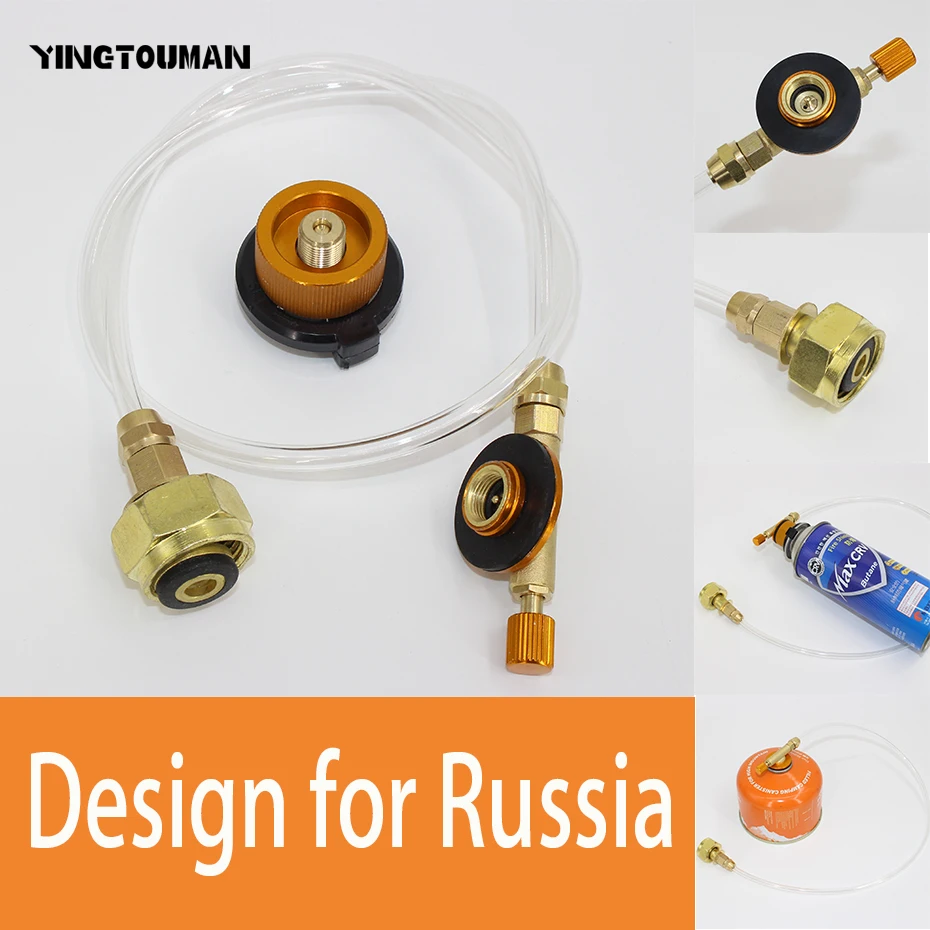 YINGTOUMAN Camping Stove Propane Refill Adapter Gas Burner LPG Flat Cylinder Tank Coupler Bottle Adapter Safe Save for Russia