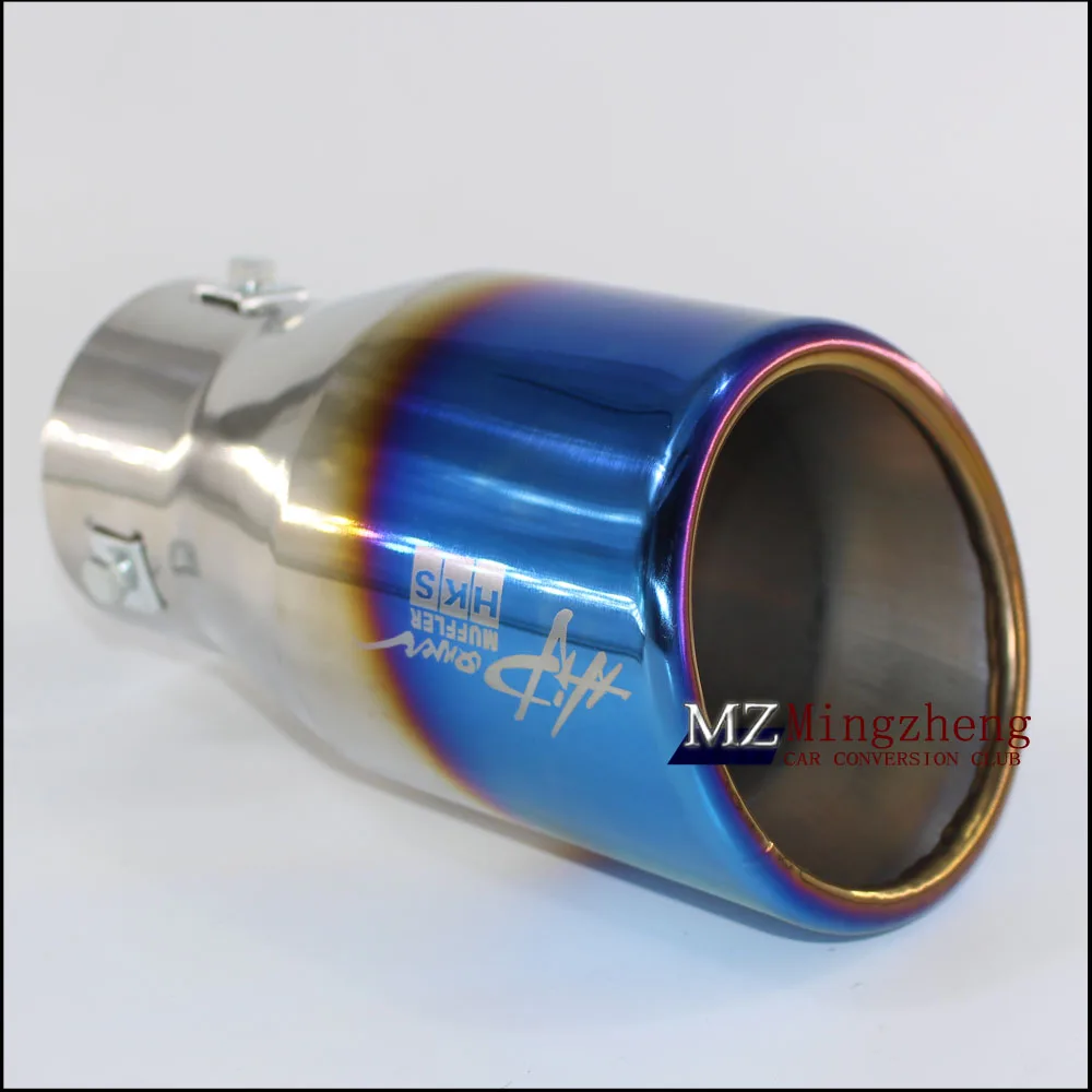 

76mm 101mm stainless steel universal Auto Blue plating exhaust tip tailtip end pipe for bmw vw golf