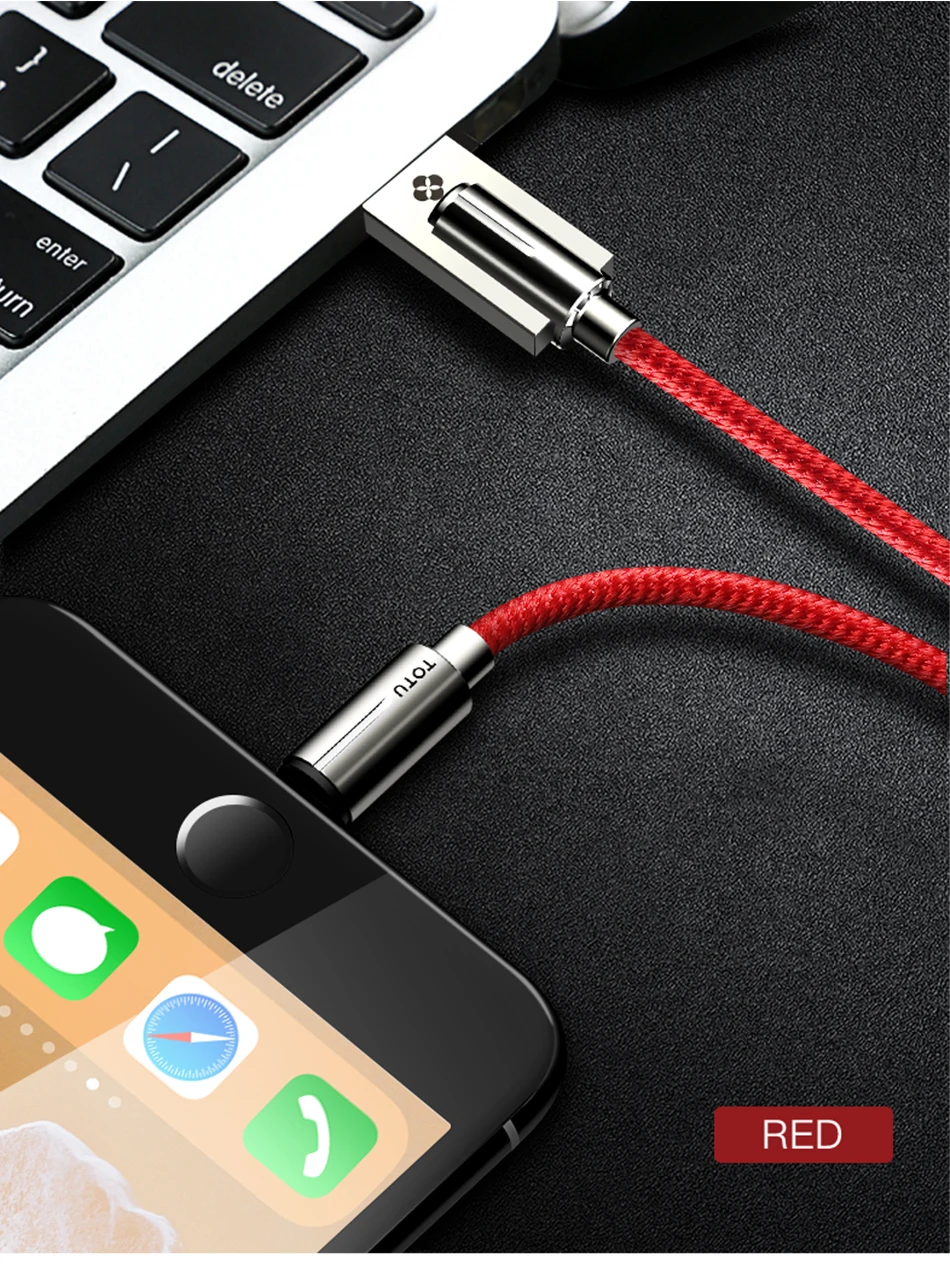 TOTU цинковый сплав USB кабель для iPhone X 8 7 6 быстрая зарядка данных зарядное устройство для iPhone Xs Max XR iPad провод Шнур кабель для мобильного телефона