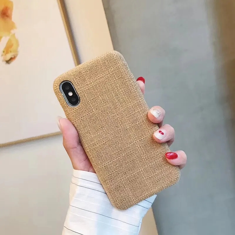 LUDI Vinatge Canvas Cloth Phone Case for iPhone 7 Cases Soft Fabric Texture Solid Color Fundas Capas for iPhone X 6 6S 7 8 Plus 07