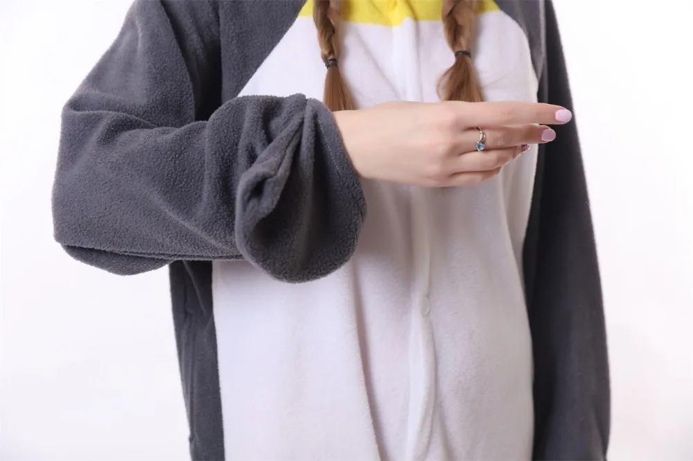 HKSNG New Adult Animal Grey Penguin Onesie Kigurumi Pajamas Gray Cartoon Fleece Costumes Jumpsuits Christmas Gift For Women Men