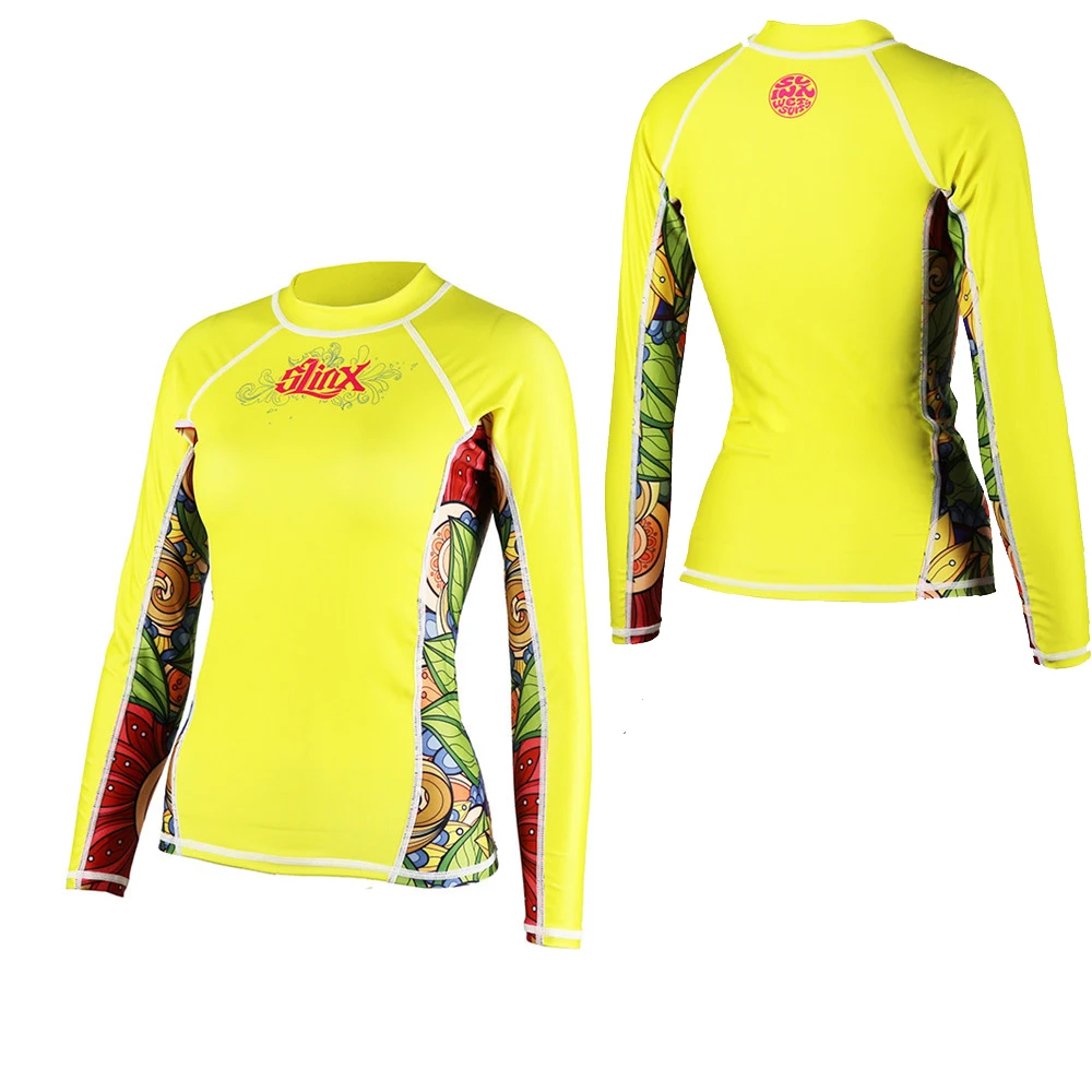 SLINX Lycra women rash guard shirts swimwear long sleeve surfing clothes suit rashguards womens
