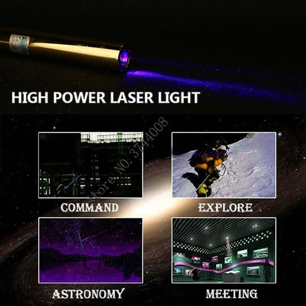 Высокая мощность 2 Вт удлиненные синие лазерные указки 450нм лазерный прицел фонарик горящая спичка/сжигание сигар в комплекте 18650 батарея