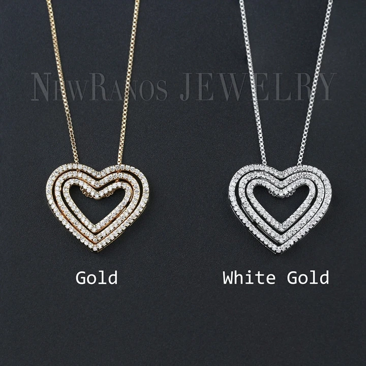 Newranos ожерелье любящее сердце проложить микро CZ Циркон блестящее сердце кулон золото/серебро цвет ожерелье для женщин ювелирные изделия NQM001584