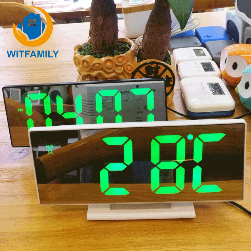 LED Mirror Digital Alarm Clock Electronic Watch Table Multifunction
Snooze Temperature Night Display LED Desktop Alarm Clocks