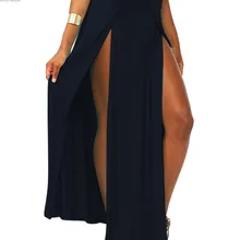 Новое поступление сексуальное с завышенной талией женские двойной прорезями летние однотонные Длинные Макси юбка, 51, подарки ко дню Святого Валентина