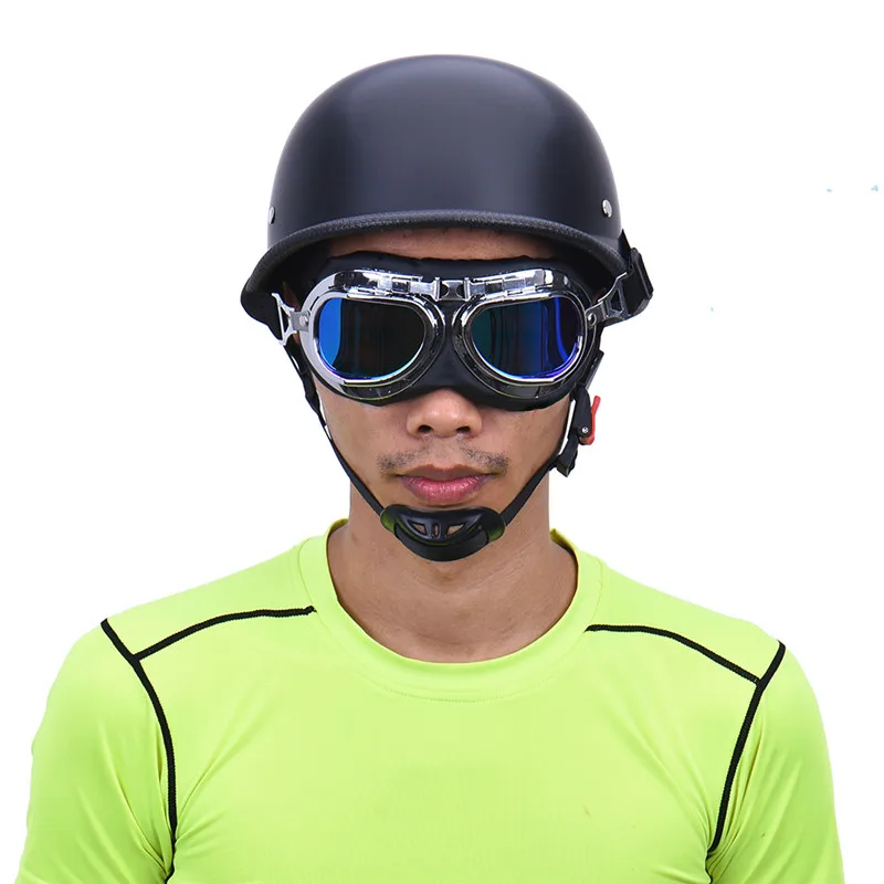 

Newest WWII German Style Vintage Motorcycle Helmet Moto Motocicleta Capacete Casco Casque Cruiser Half Helmets With Free Goggles