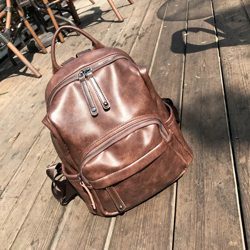 

Women Backpack for School Style Leather Bag For College Simple Design Women Casual Daypacks mochila Female Famous Brand