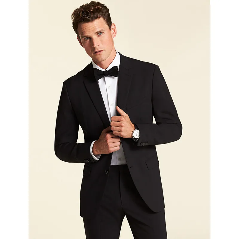 Custom Made Black Men Wedding Suits Formal Business Tuxedos Slim Fit ...