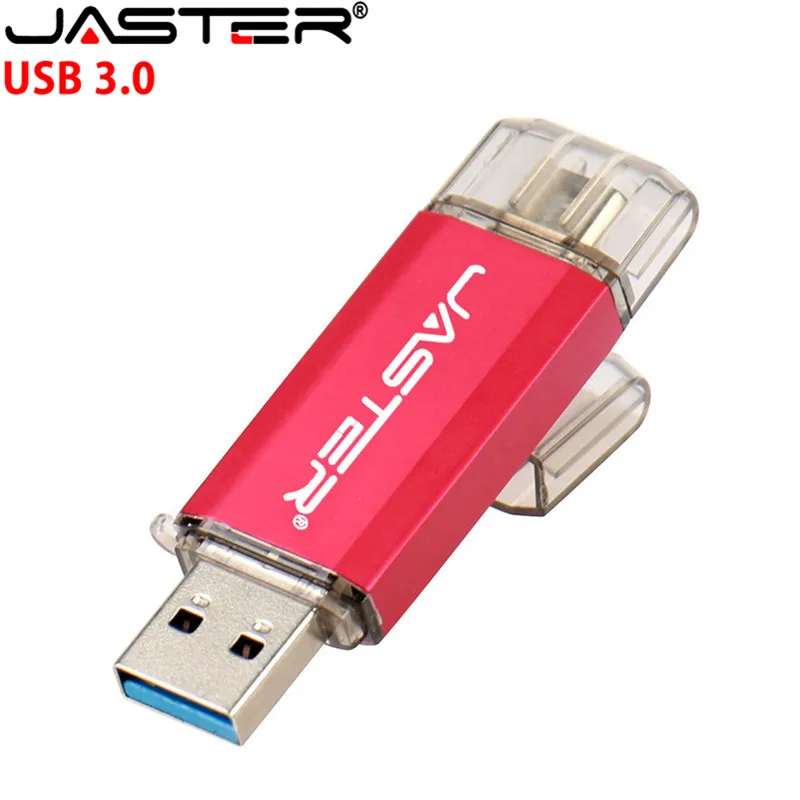 JASTER USB 3,0 type-C OTG USB флешка 64 ГБ 32 ГБ 16 ГБ ручка-накопитель смартфон память Мини USB флешка type-C 3,1 двойной разъем