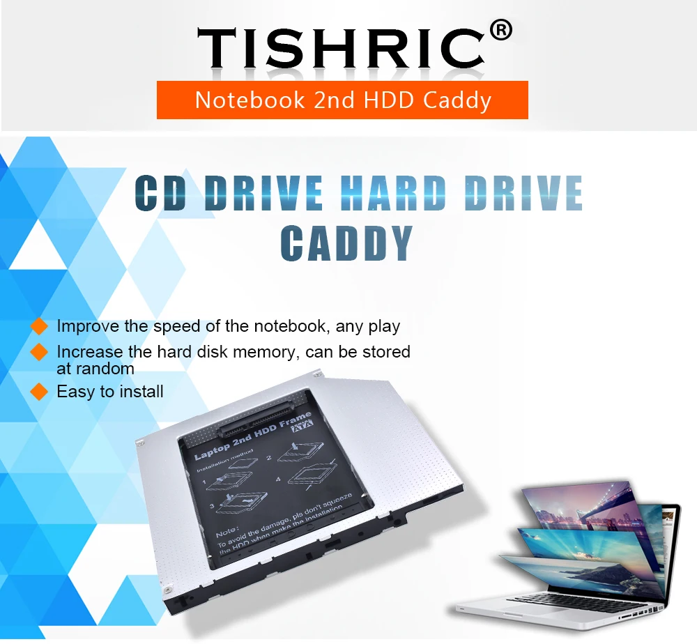 TISHRIC HDD Caddy 9,5 мм IDE адаптер DVD HDD корпус жесткого диска для 2,5 SSD чехол Optibay 9,5 мм CD-ROM Универсальный алюминиевый