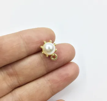 

Eruifa 10pcs Hot sell 10mm Pearl Earring Base Connector holder linker Gold Zinc Alloy DIY handmade.Nickel,Lead Free,Hypoallergen