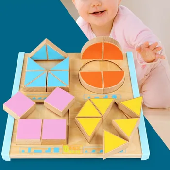

Geometric Shape Children Wooden Puzzle Jigsaw Matching Board Educational Teaching Toy Gifts Learning & Education Puzzle Toy