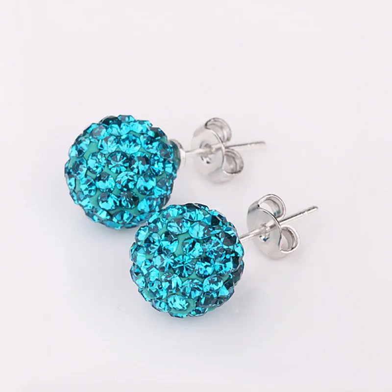 Новое поступление модные украшения 1 пара синий циркон диско кольцо для Бала серьги зажим для ушей для женщин подарок KQS