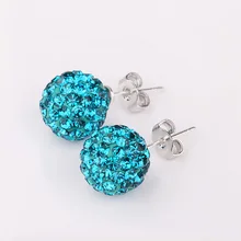 Новое поступление модные украшения 1 пара синий циркон диско кольцо для Бала серьги зажим для ушей для женщин подарок KQS