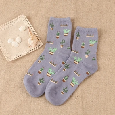 Lilac Cactus Женские носки с кактусами, модные, повседневные, с растительным шариком, кактус, сиреневый, лимон, мясистые, суккуленты, садовые, домашние, мягкие, хлопковые, женские, Прямая поставка - Цвет: Lilac Cactus