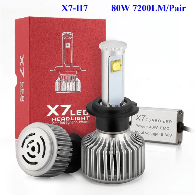 

Deck Yard Lighting X7 80W All In One Led Car Headlight H7 6000K Fog light Headlight Bulbs Super Bright Light Source Car Lights