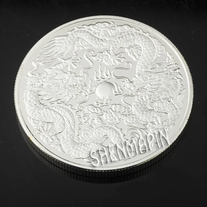 Китайский двойной дракон играть бусины памятные монеты китайской культуры книги по искусству Твин Дракон коллекционные монеты украшения дома подарок