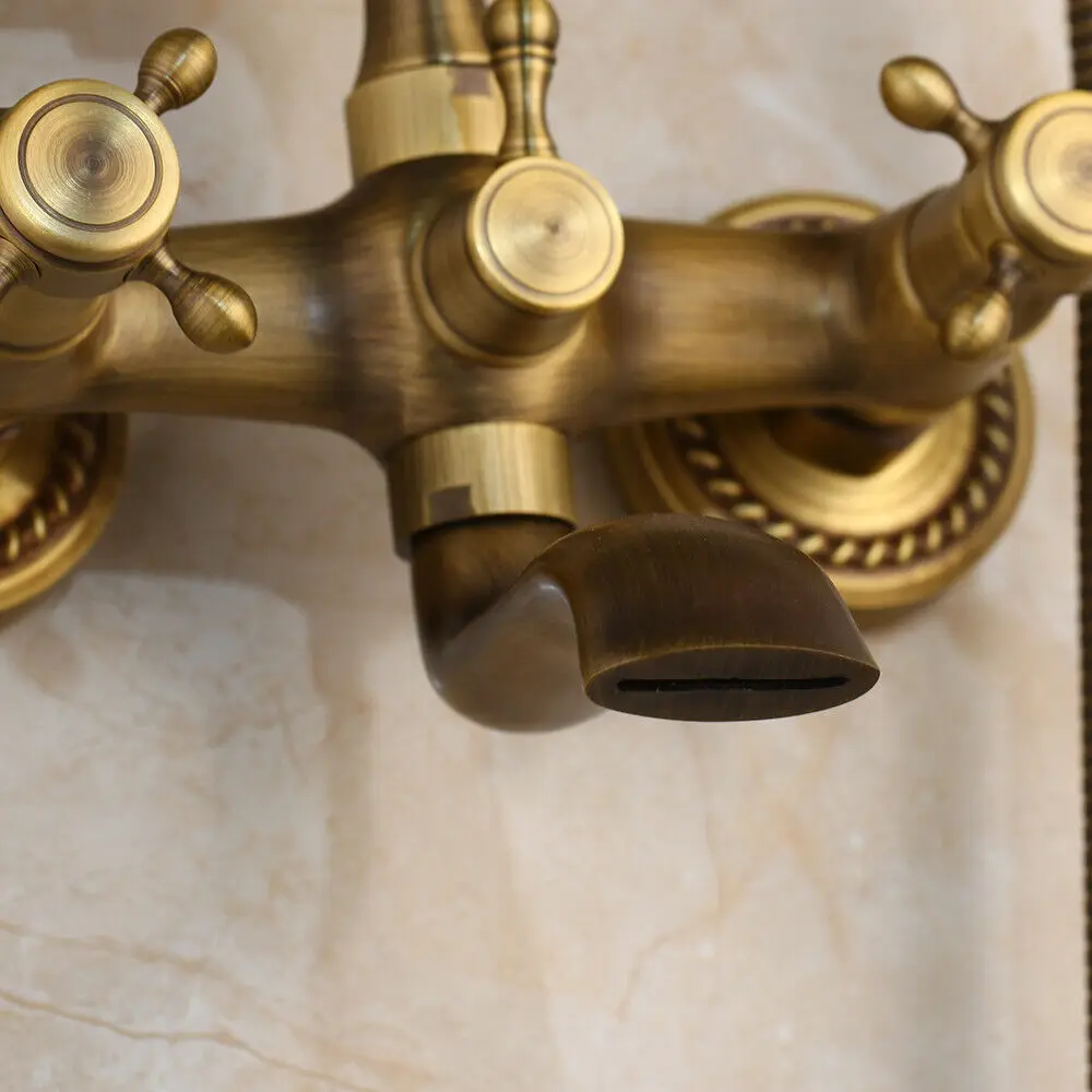 Antique Brass Wall Mounted Bathroom Clawfoot Bathtub Faucet & Hand Shower Basin Sink Mixer Tap & Hand Shower ZD1121