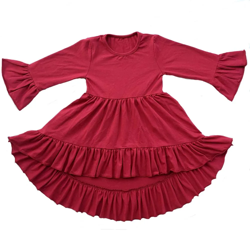 Buy Burgundy Color Toddler clothes Girl cotton dress