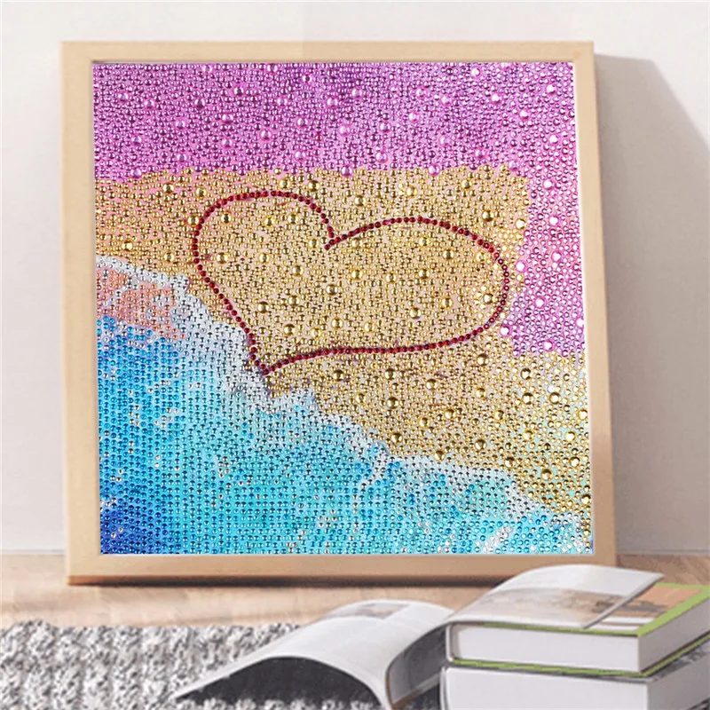 

Full special shaped Drill 5D DIY Diamond Painting "Heart shaped beach" diamond Embroidery Cross Stitch Home Decor Gift