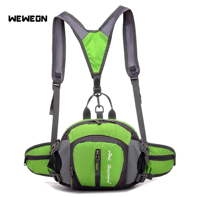 

Multifunctional Nylon Sport Waist Bags Outdoor Running Hiking Cycling Large Storage Running Waist Backpack with Bottle Holders