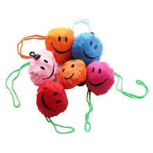 60 шт./лот улыбка экологически креативная хозяйственная сумка полиэстер мультфильм сумки многоразового использования для покупок складная сумка