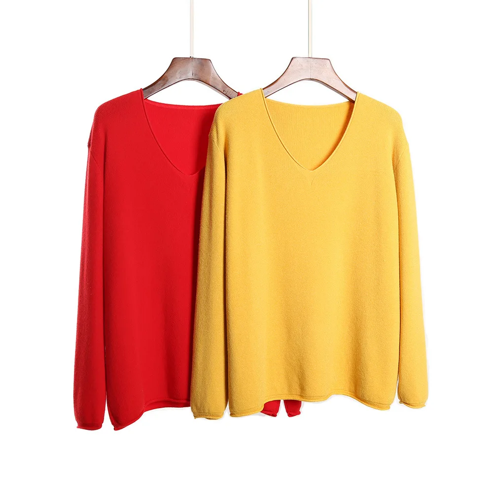 SINGRAIN, женские пуловеры, кашемировые свитера с v-образным вырезом, свободные вязаные топы, шерстяной свитер с длинным рукавом, разноцветный пуловер размера плюс