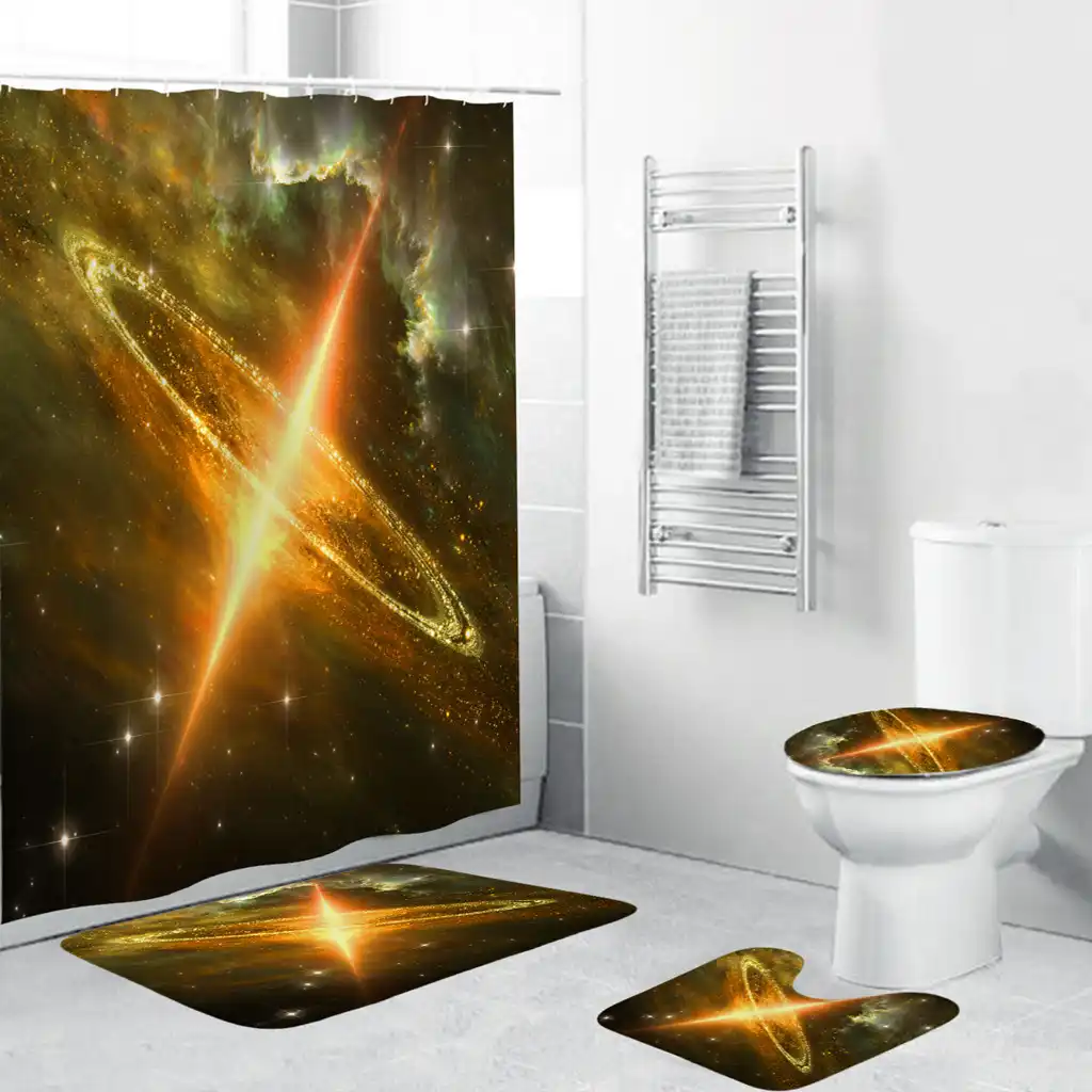 1//3//4 PCS Jellyfish Bathroom Shower Curtain Bath Curtains Rugs Toilet Seat Cover
