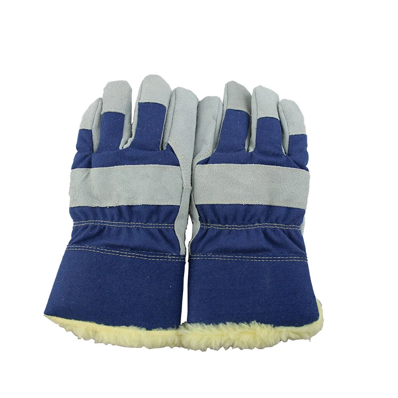 Cowhide cold gloves warm low temperature antifreeze cold storage labor insurance handling thickening plus velvet gloves adult