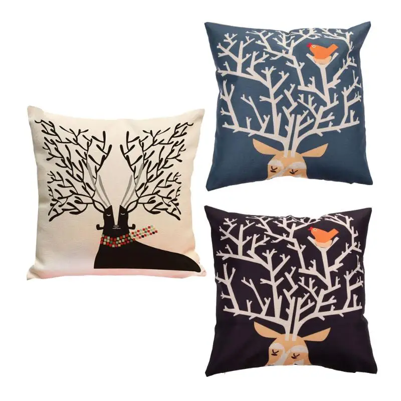 1pcs Geometric Animal Deer Stag Elk Bird Flamingo Home Decorative Cheap Pillow Case 45x45cm Christmas Decorations For Home