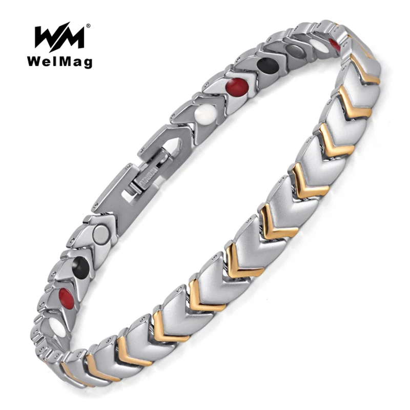 

WelMag Healing Magnetic Bracelets & Bangles Luxury Fashion Charms Health Energy stainless steel Jewelry 8 inch magnetic Bracelet