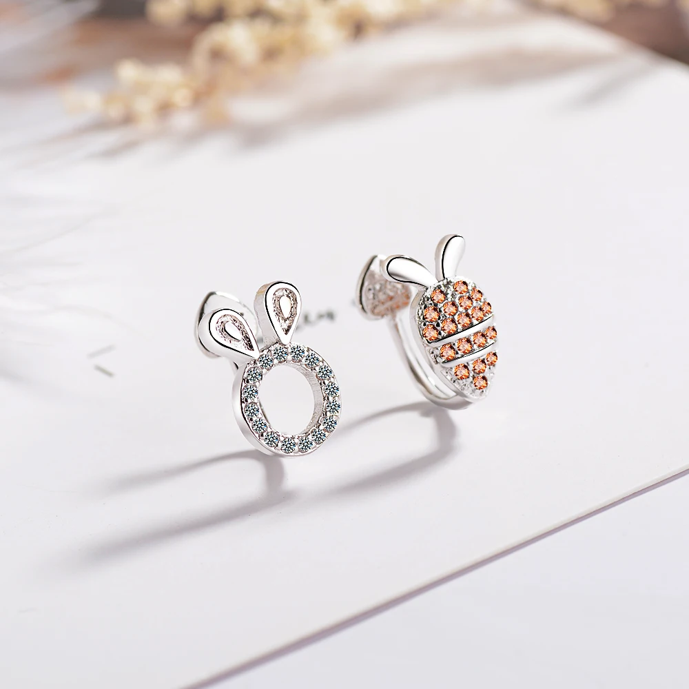 Todorova Lovely Carrot Rabbit Asymmetric Ear Cuff Clip on Earrings for Women Without Piercing Earing Zircon Jewelry