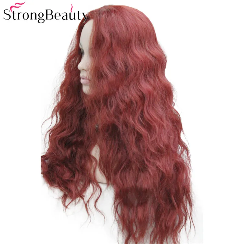 StrongBeauty синтетический парик волнистые красные/светлые парики шнурка спереди
