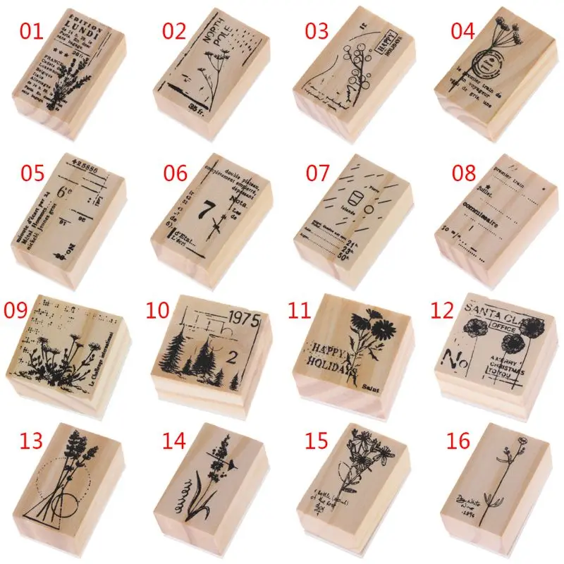 

Vintage Plant Flower Wood Stamp DIY Craft Wooden Rubber Stamps For Scrapbooking