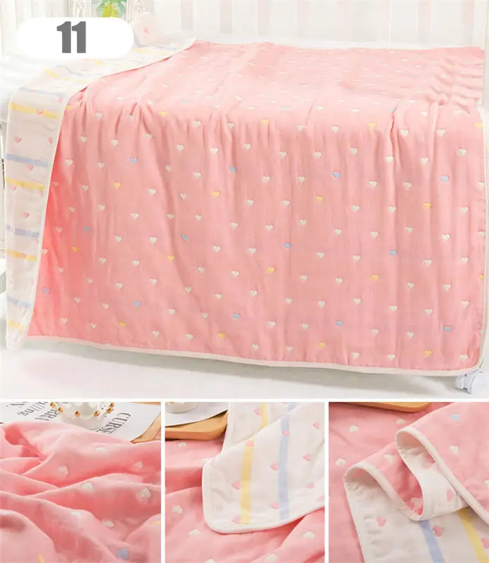 6 слойный муслиновый Одеяло для маленьких Обёрточная бумага пеленать детское одеяло для новорожденных хлопковая муслиновая пеленка квадратов, вязанные ванны младенца малыша Стёганое одеяло - Цвет: 11 fentaoxin