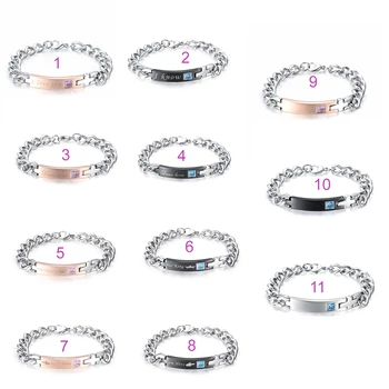

11 Design Elegant and Sweet Couple Bracelets Allergy free and Fadeless 316L Stainless Steel Cuztomize Bracelet for Him and Her