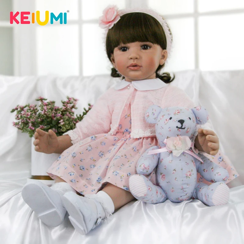 

KEIUMI Silicone Realistic Baby Dolls Boneca 24 Inch 60CM Baby Lifelike Real Girl Doll Reborn Birthday Christmas Surprise