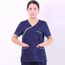 Женская мода короткий рукав Скраб Топы макет wrap Top медицинская униформа