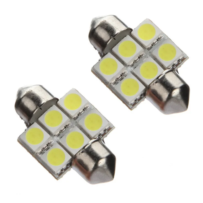 2X31 мм 6 SMD 5050 светодио дный салона Купол гирлянда C5W супер белый свет лампы