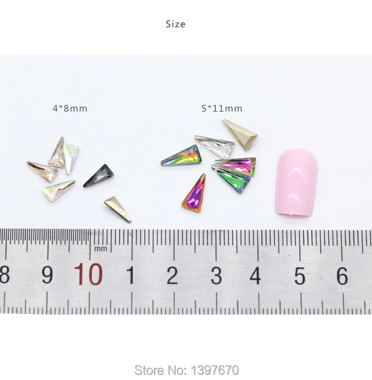 20p 4x8 мм 5x11 мм Цветные треугольные точечные задние ногти для невесты стеклянные каменные хрустальные стразы для самостоятельного маникюра 3D украшения для дизайна ногтей